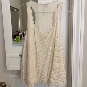 Cream Lace Racer Back Tank Top